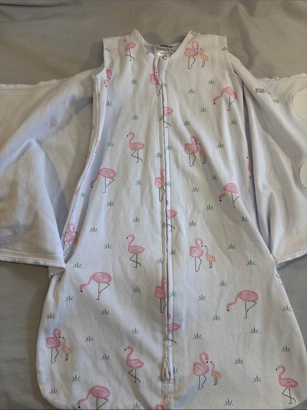 HALO NWOT Pink Flamingo Print White Sleep Sack